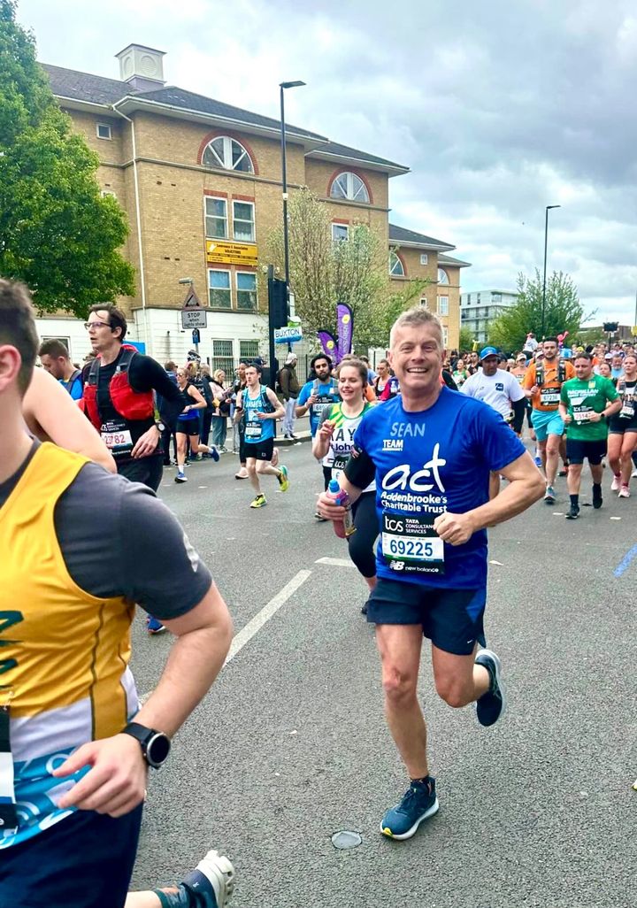 Sean running the marathon